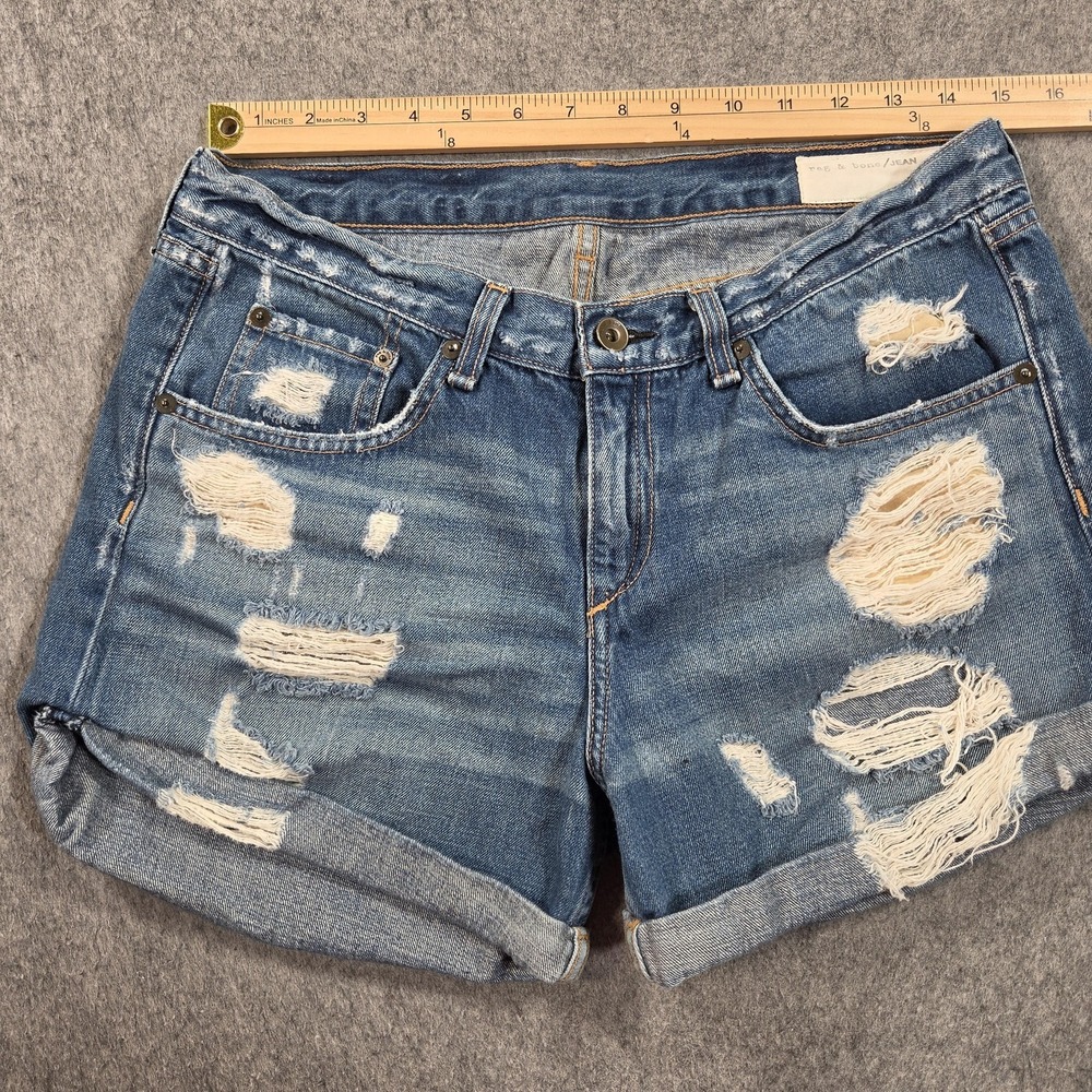 Rag & Bone Shorts Womens 29 Blue Distressed Denim Cutoff Cuffed Relaxed Casual - Picture 5 of 13